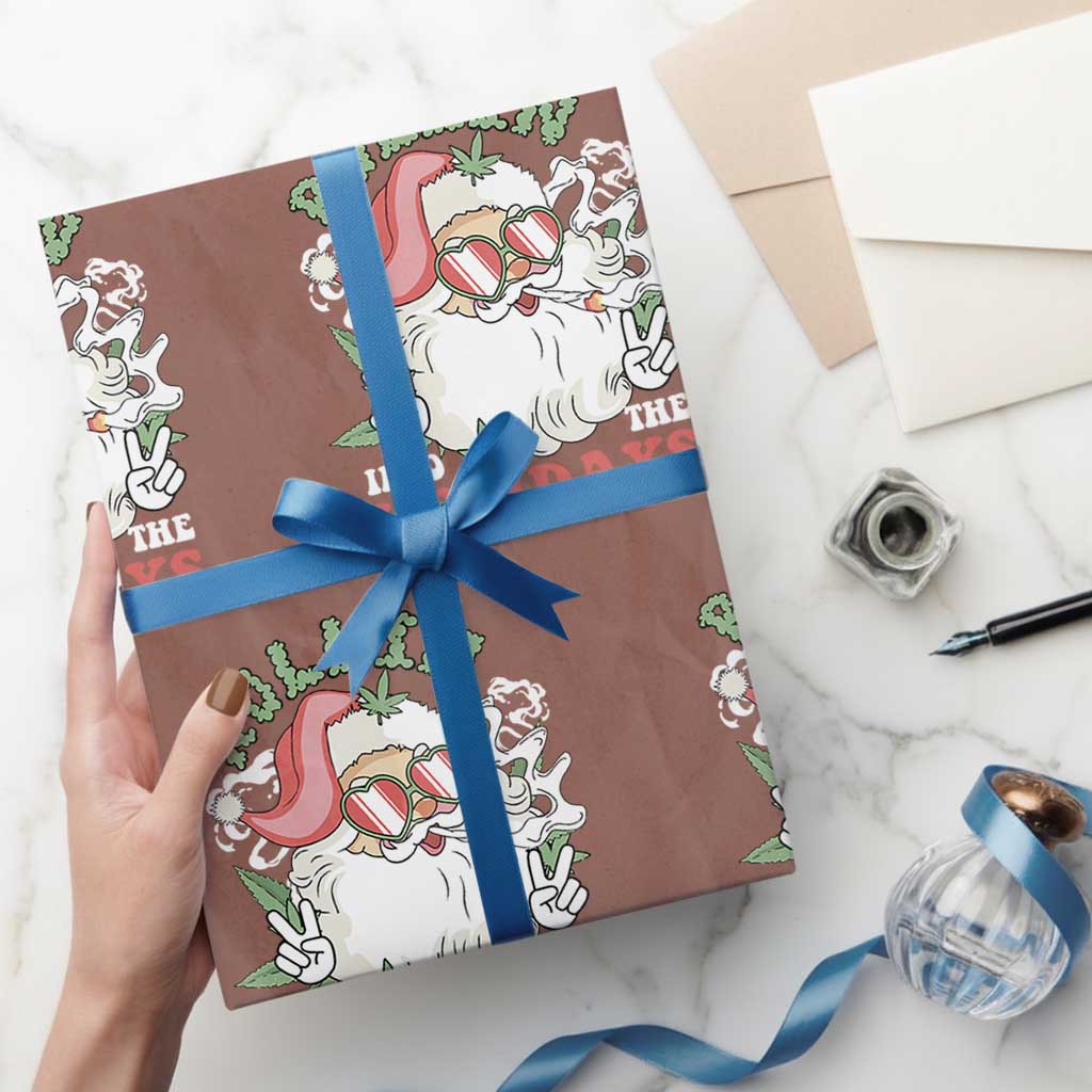 Funny Weed Christmas Wrapping Paper Roll Rollin Into The Holidays Santa Xmas TS11 Mocha Print Your Wear