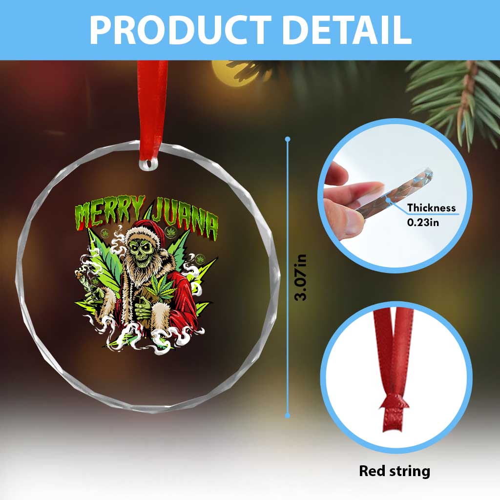 Funny Weed Xmas Crystal Glass Ornament Merry Juana Santa Skeleton 420 TS09 Print Your Wear