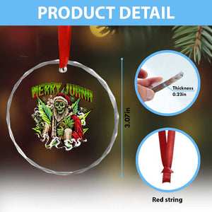 Funny Weed Xmas Crystal Glass Ornament Merry Juana Santa Skeleton 420 TS09 Print Your Wear