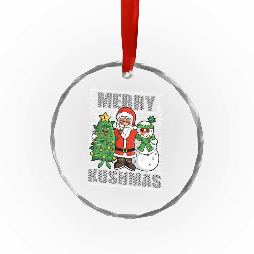 Funny Weed Xmas Crystal Glass Ornament Merry Kushmas Naughty Santa Snowman Cannabis 420 TS09 Print Your Wear