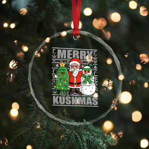 Funny Weed Xmas Crystal Glass Ornament Merry Kushmas Naughty Santa Snowman Cannabis 420 TS09 Print Your Wear