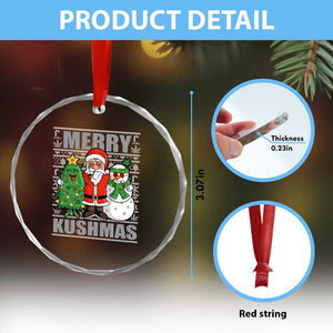 Funny Weed Xmas Crystal Glass Ornament Merry Kushmas Naughty Santa Snowman Cannabis 420 TS09 Print Your Wear