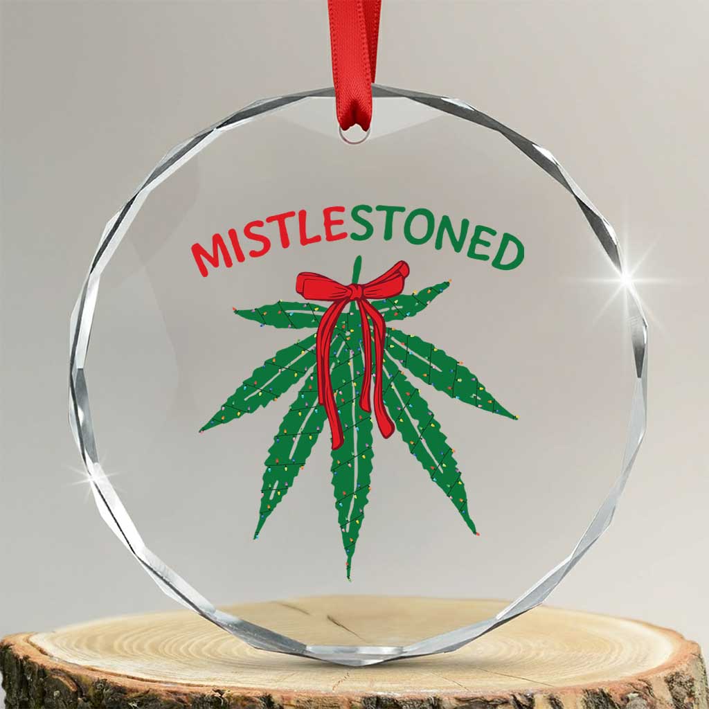 Funny Weed Xmas Crystal Glass Ornament Mistlestoned Mistletoe Led Lights TS11 Transparent Glass 3'' Circle Print Your Wear