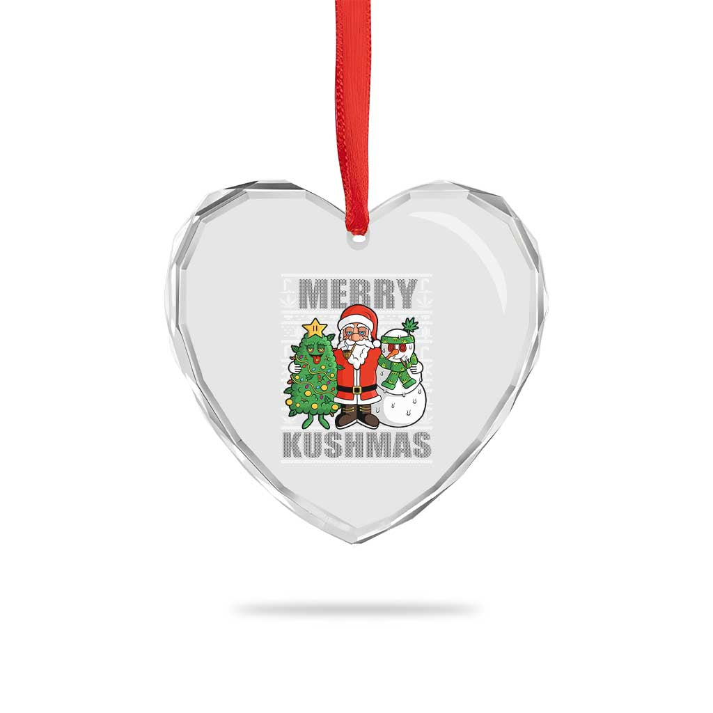 Funny Weed Xmas Heart Crystal Glass Ornament Merry Kushmas Naughty Santa Snowman Cannabis 420 TS09 Print Your Wear