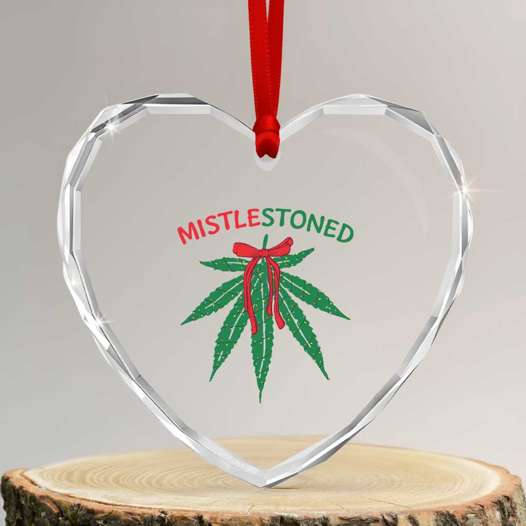 Funny Weed Xmas Heart Crystal Glass Ornament Mistlestoned Mistletoe Led Lights TS11 Transparent Glass 3'' Heart Print Your Wear