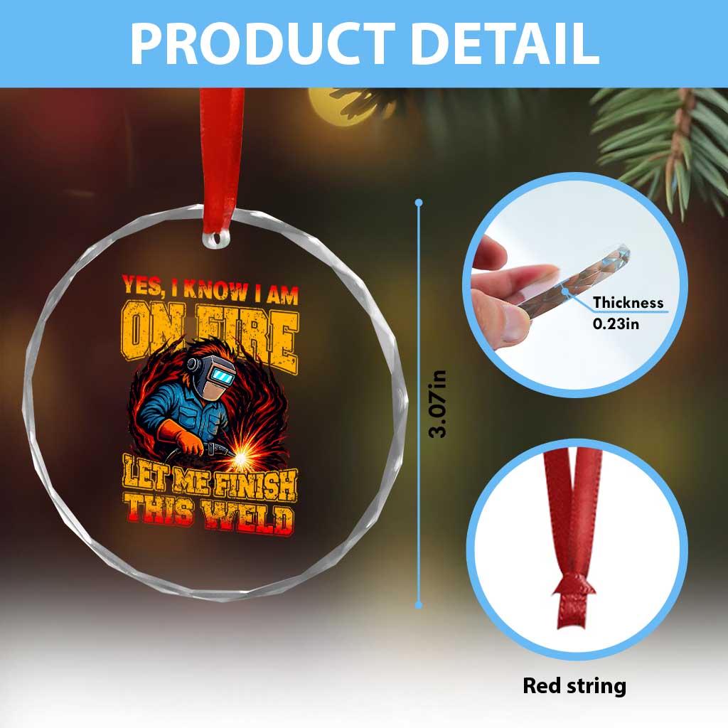 Funny Welding Bigfoot Crystal Glass Ornament Cryptid Welder Sasquatch TS14 Print Your Wear