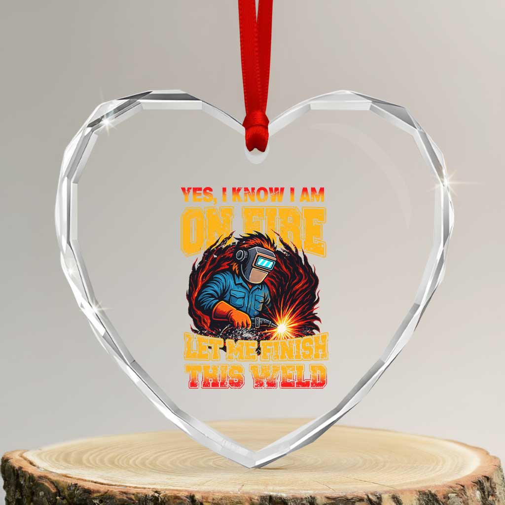 Funny Welding Bigfoot Heart Crystal Glass Ornament Cryptid Welder Sasquatch TS14 Transparent Glass 3'' Heart Print Your Wear