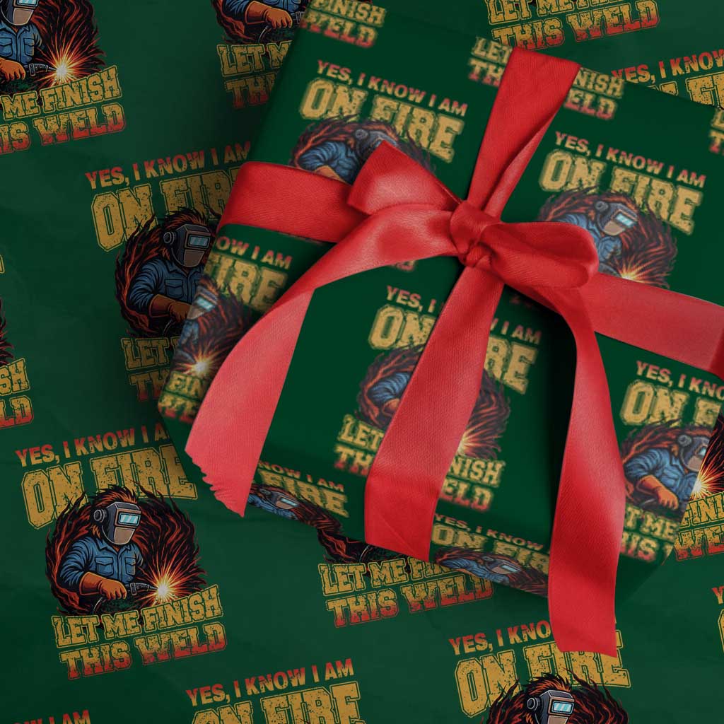 Funny Welding Bigfoot Wrapping Paper Roll Cryptid Welder Sasquatch TS14 Green Print Your Wear
