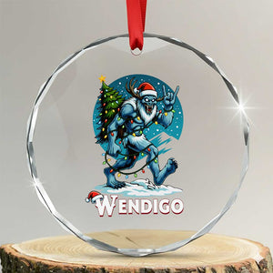 Funny Wendigo Monster Christmas Crystal Glass Ornament Rock On Hand Meme Xmas TS14 Transparent Glass 3'' Circle Print Your Wear