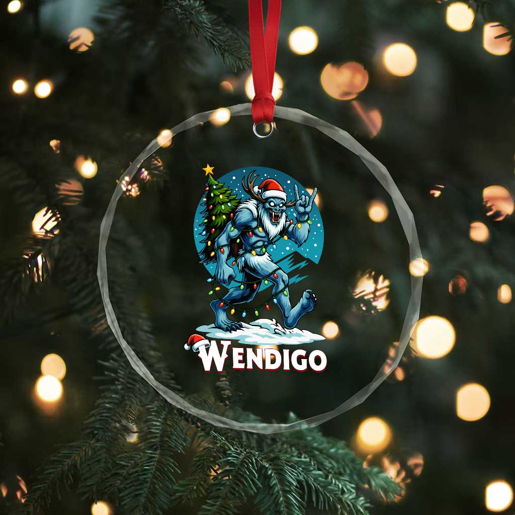 Funny Wendigo Monster Christmas Crystal Glass Ornament Rock On Hand Meme Xmas TS14 Print Your Wear