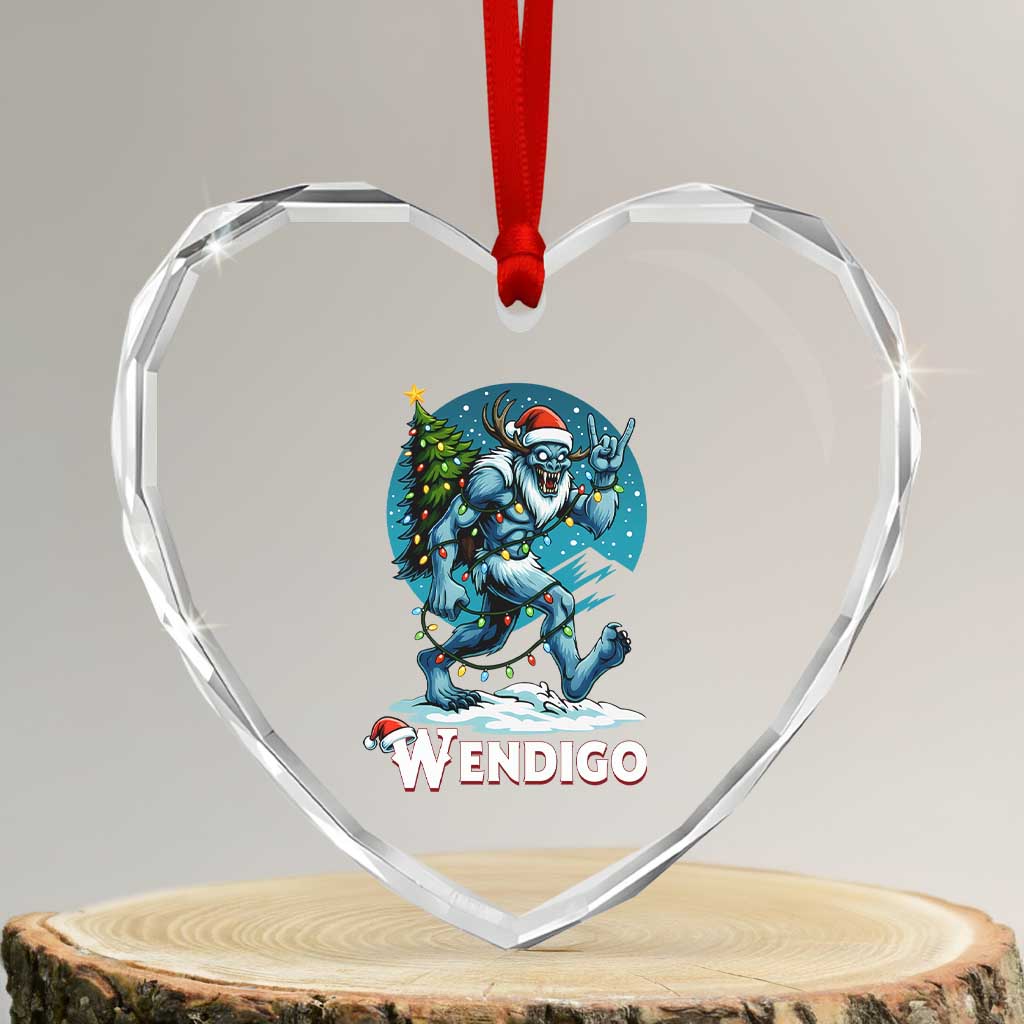 Funny Wendigo Monster Christmas Heart Crystal Glass Ornament Rock On Hand Meme Xmas TS14 Transparent Glass 3'' Heart Print Your Wear