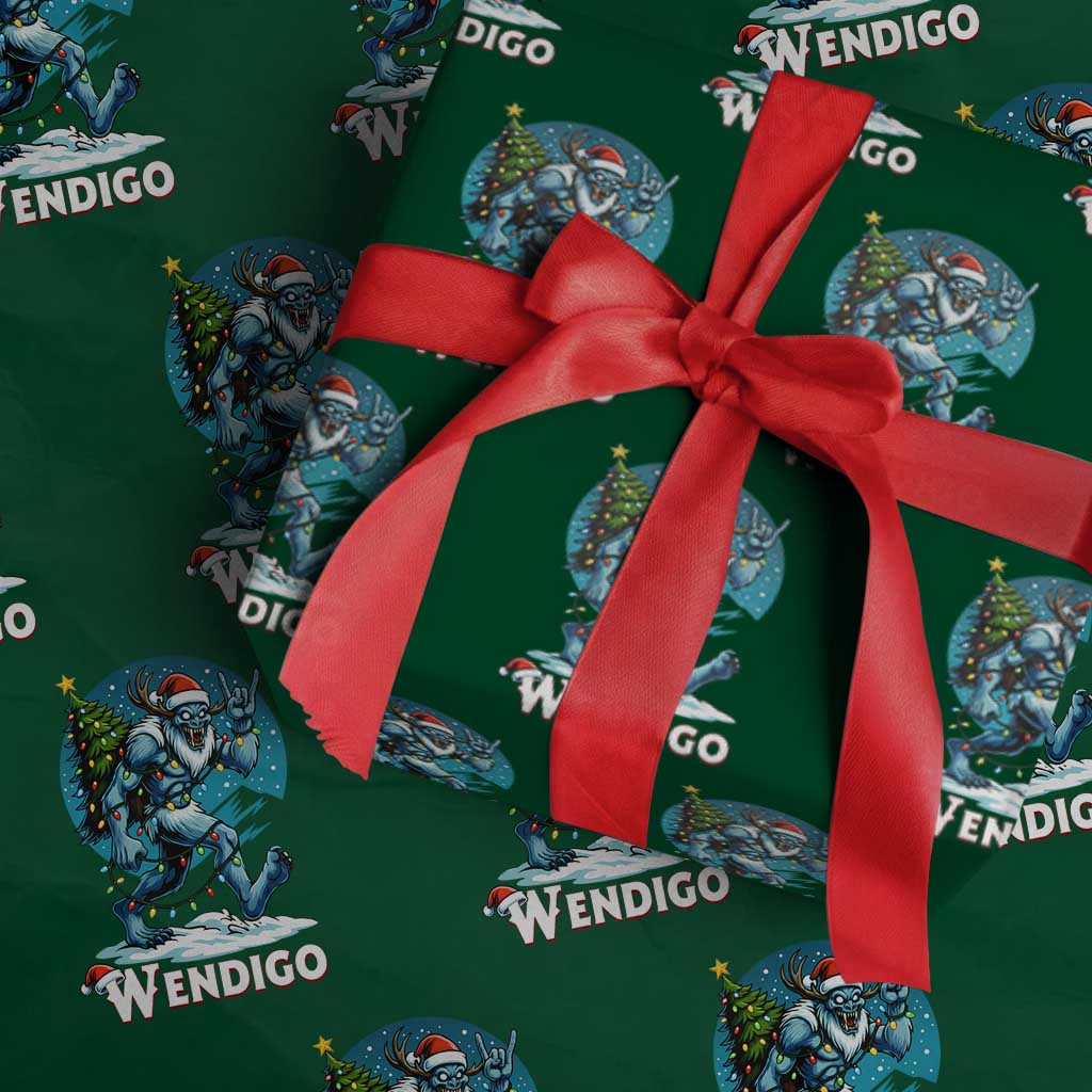Funny Wendigo Monster Christmas Wrapping Paper Roll Rock On Hand Meme Xmas TS14 Green Print Your Wear
