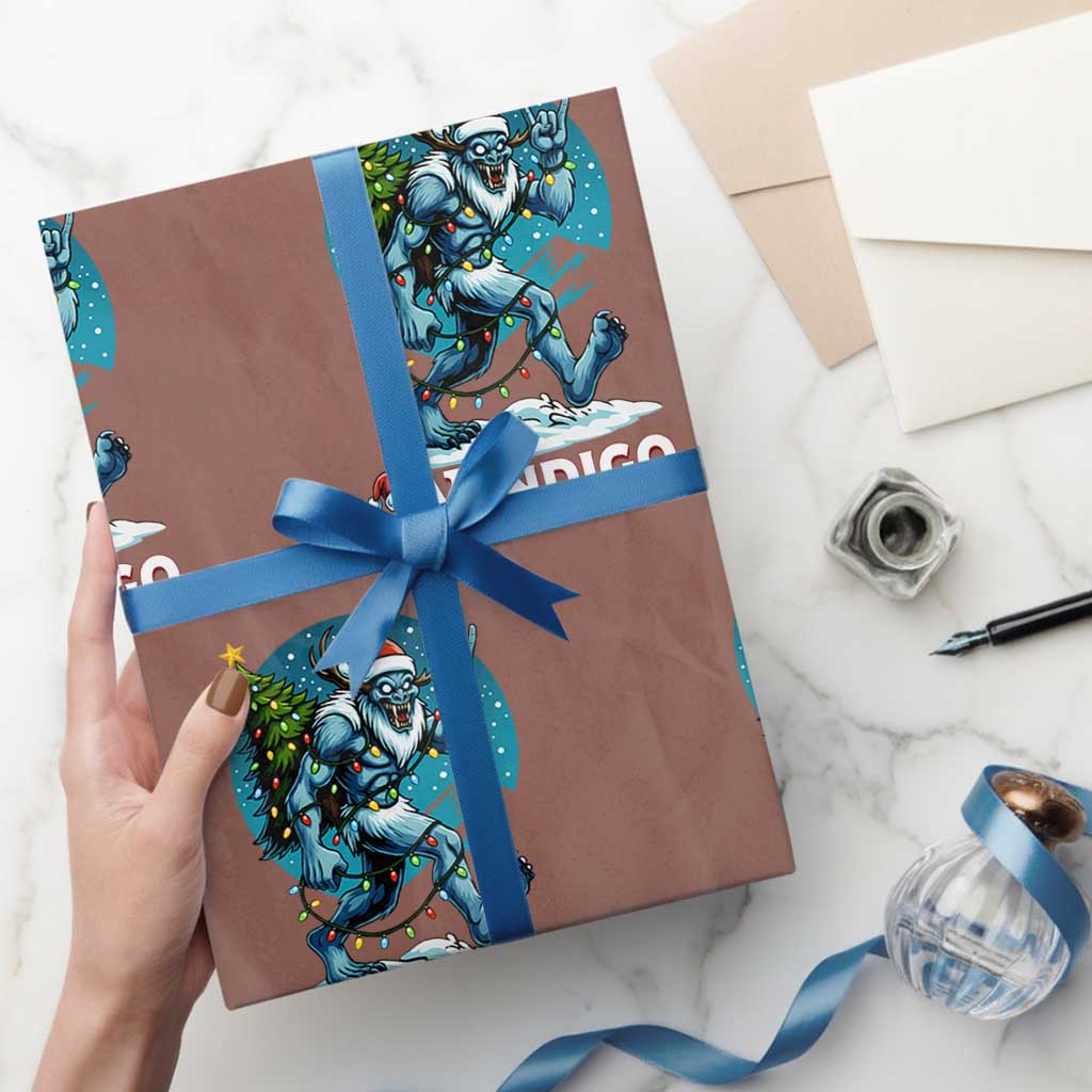 Funny Wendigo Monster Christmas Wrapping Paper Roll Rock On Hand Meme Xmas TS14 Mocha Print Your Wear