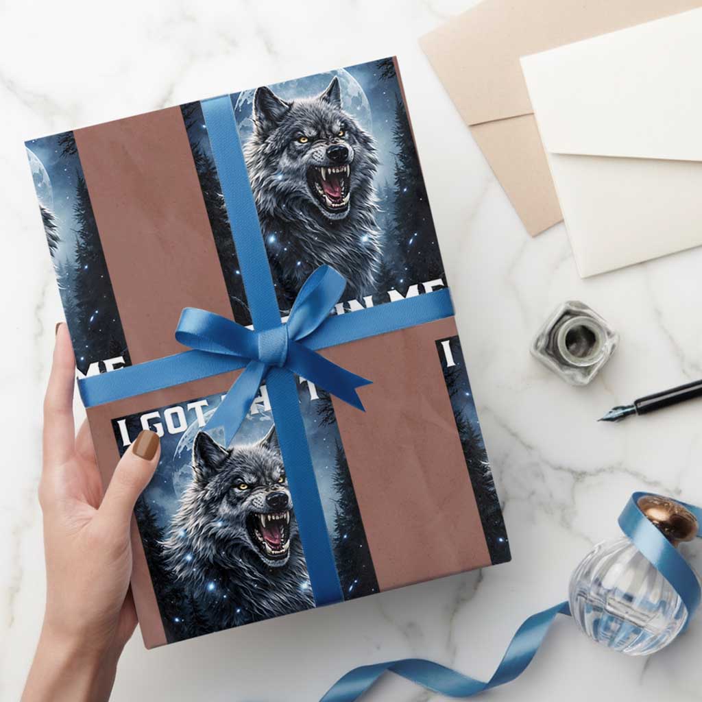 Funny Werewolf Meme Unhinged Wrapping Paper Roll I Got That Dog In Me TS12 Mocha Print Your Wear