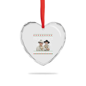 Funny Western Christmas Cowboy Humor Heart Crystal Glass Ornament All I Want for Christmas Is Biscuits and Whores TS02 Print Your Wear