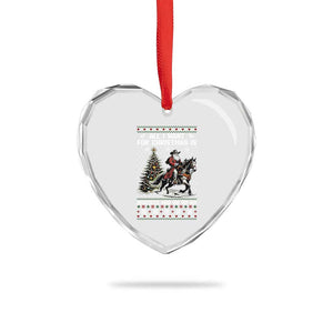 Funny Western Christmas Cowboy Santa Heart Crystal Glass Ornament All I Want for Christmas Is Biscuits and Ho Ho Ho TS02 Print Your Wear