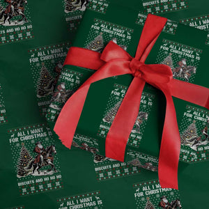 Funny Western Christmas Cowboy Santa Wrapping Paper Roll All I Want for Christmas Is Biscuits and Ho Ho Ho TS02 Green Print Your Wear