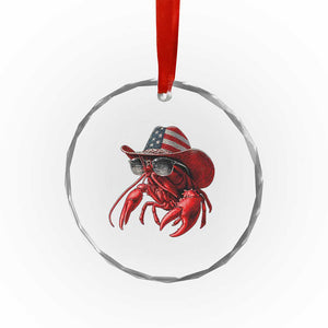 Funny Western Country Crawfish Lover Graphic Crystal Glass Ornament American Flag Cowboy Lobster Patriotic Cajun Season TS10 Print Your Wear
