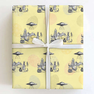 Funny Western Easter Day UFO Bunny Alien Wrapping Paper Roll TS11 Light Yellow Print Your Wear