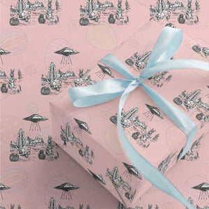 Funny Western Easter Day UFO Bunny Alien Wrapping Paper Roll TS11 Light Pink Print Your Wear