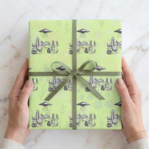 Funny Western Easter Day UFO Bunny Alien Wrapping Paper Roll TS11 Lime Print Your Wear
