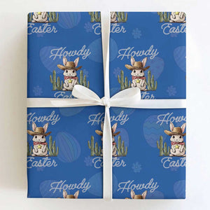 Funny Western Easter Day Wrapping Paper Roll Howdy Easter Country Cowboy Bunny TS11 Royal Blue Print Your Wear