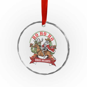 Funny Western Skeleton Cowboy Christmas Crystal Glass Ornament Howdy Holidays TS12 Print Your Wear