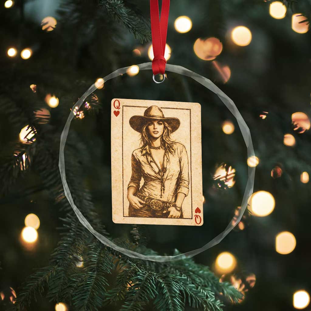 Funny Western Valentine Cowgirl Queen of Hearts Card Crystal Glass Ornament TS11 Print Your Wear