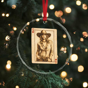 Funny Western Valentine Cowgirl Queen of Hearts Card Crystal Glass Ornament TS11 Print Your Wear