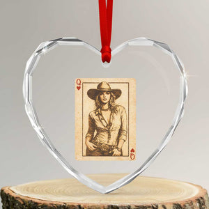Funny Western Valentine Cowgirl Queen of Hearts Card Heart Crystal Glass Ornament TS11 Transparent Glass 3'' Heart Print Your Wear