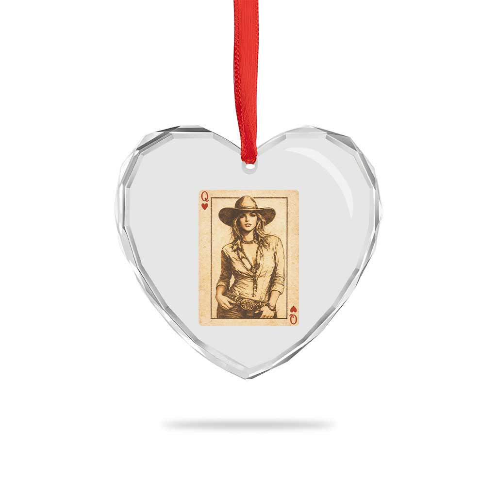 Funny Western Valentine Cowgirl Queen of Hearts Card Heart Crystal Glass Ornament TS11 Print Your Wear