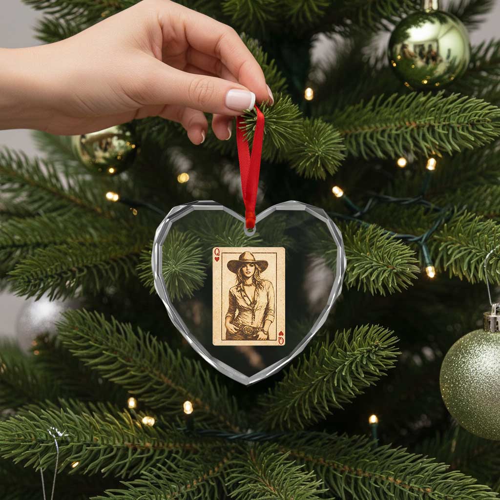 Funny Western Valentine Cowgirl Queen of Hearts Card Heart Crystal Glass Ornament TS11 Print Your Wear