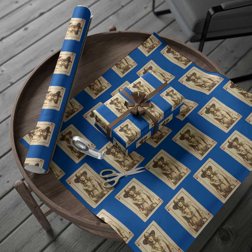 Funny Western Valentine Cowgirl Queen of Hearts Card Wrapping Paper Roll TS11 Blue Print Your Wear