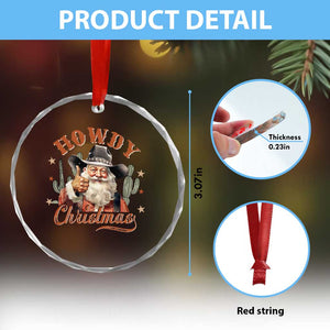 Funny Western Xmas Crystal Glass Ornament Howdy Christmas Retro Cowboy Santa Country TS11 Print Your Wear
