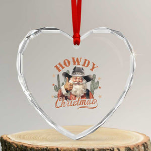 Funny Western Xmas Heart Crystal Glass Ornament Howdy Christmas Retro Cowboy Santa Country TS11 Transparent Glass 3'' Heart Print Your Wear