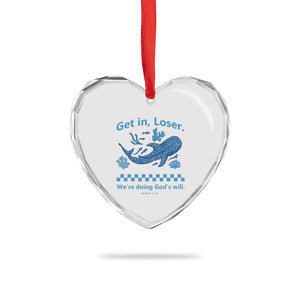 Funny Whale Shark Christian Bible Jonah 1:17 Heart Crystal Glass Ornament Get In Loser We're Doing God's Will TS02 Print Your Wear