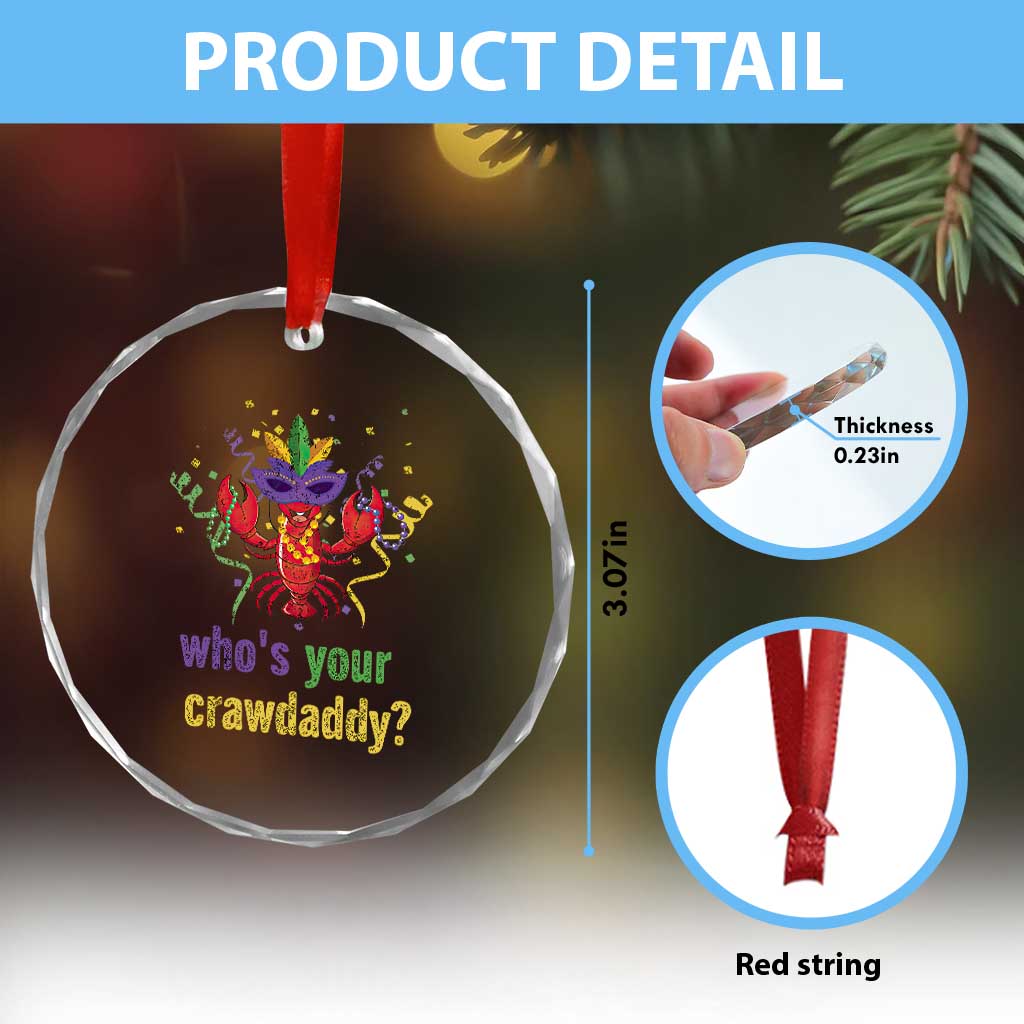 Funny Who's Your Crawdaddy Crystal Glass Ornament Crawfish Beads Mardi Gras TS11 Print Your Wear