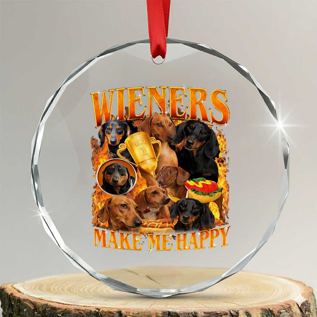 Funny Wiener Dog Crystal Glass Ornament Vintage Bootleg Gift For Dachshund Lover TS10 Transparent Glass 3'' Circle Print Your Wear