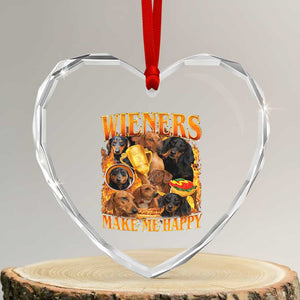 Funny Wiener Dog Heart Crystal Glass Ornament Vintage Bootleg Gift For Dachshund Lover TS10 Transparent Glass 3'' Heart Print Your Wear