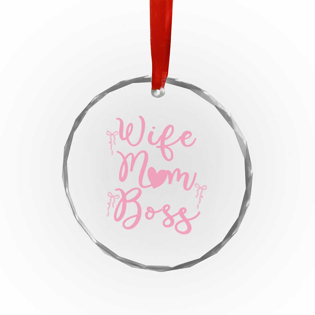 Funny Wife Mom Boss Crystal Glass Ornament Girly Pink Bows Mothers Day Gift TS12 Print Your Wear