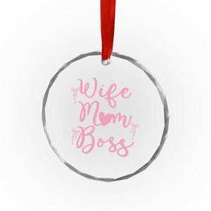Funny Wife Mom Boss Crystal Glass Ornament Girly Pink Bows Mothers Day Gift TS12 Print Your Wear