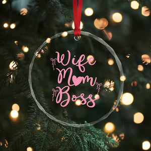 Funny Wife Mom Boss Crystal Glass Ornament Girly Pink Bows Mothers Day Gift TS12 Print Your Wear
