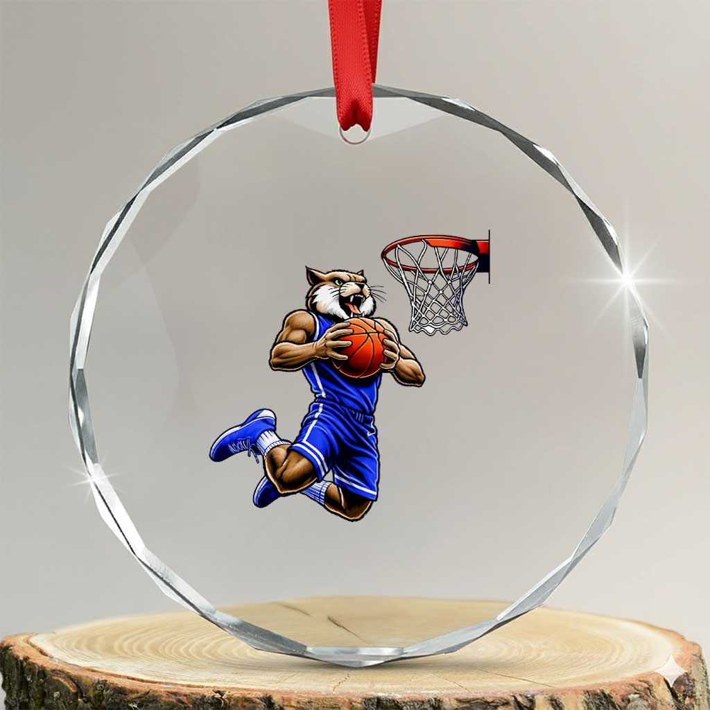 Funny Wildcat Dunking Basketball Crystal Glass Ornament Gift For Sports Fan TS12 Transparent Glass 3'' Circle Print Your Wear