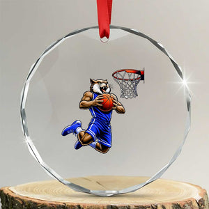 Funny Wildcat Dunking Basketball Crystal Glass Ornament Gift For Sports Fan TS12 Transparent Glass 3'' Circle Print Your Wear