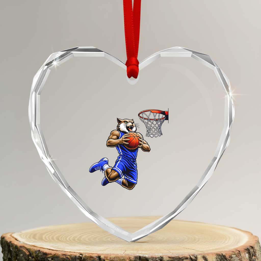 Funny Wildcat Dunking Basketball Heart Crystal Glass Ornament Gift For Sports Fan TS12 Transparent Glass 3'' Heart Print Your Wear