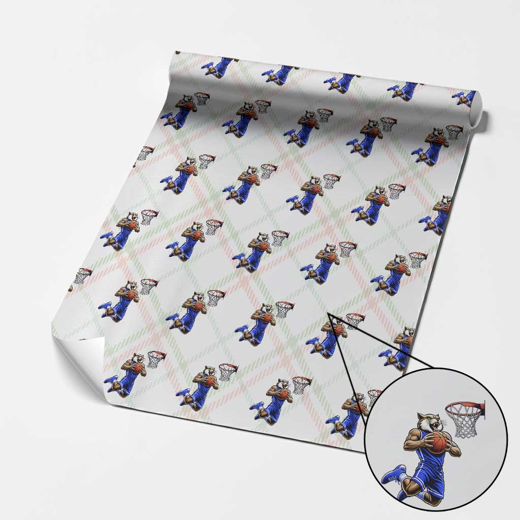 Funny Wildcat Dunking Basketball Wrapping Paper Roll Gift For Sports Fan TS12 Christmas Plaid Print Your Wear