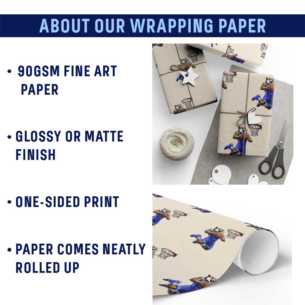 Funny Wildcat Dunking Basketball Wrapping Paper Roll Gift For Sports Fan TS12 Print Your Wear