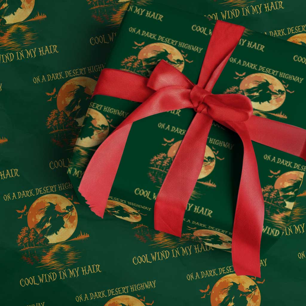 Funny Witch Wrapping Paper Roll On A Dark Desert Highway Cool Wind In My Hair TS10 Green Print Your Wear