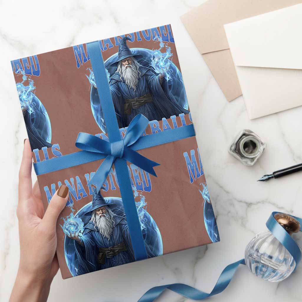 Funny Wizard Wrapping Paper Roll Mana is Stored in The Balls Magician Sorcerer Witcher TS10 Mocha Print Your Wear