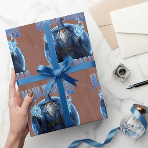 Funny Wizard Wrapping Paper Roll Mana is Stored in The Balls Magician Sorcerer Witcher TS10 Mocha Print Your Wear